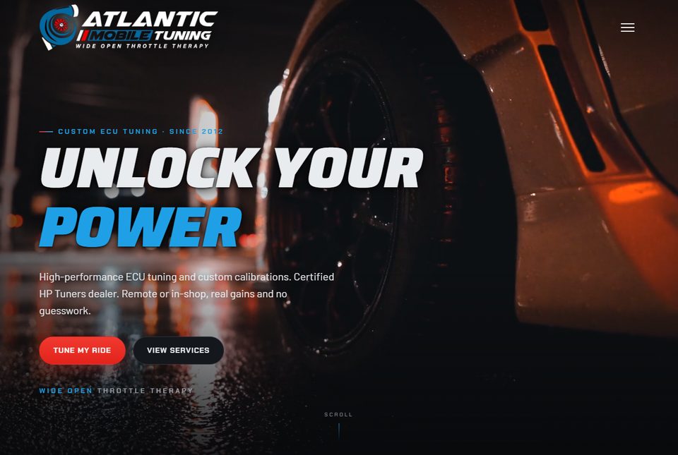 La page d'accueil d'Atlantic Mobile Tuning sur ordinateur