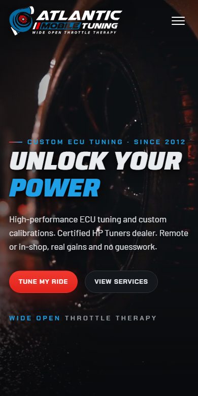 Le site d'Atlantic Mobile Tuning sur téléphone