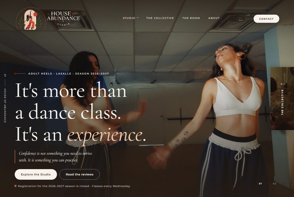 Screenshot of the site for House of Abundance