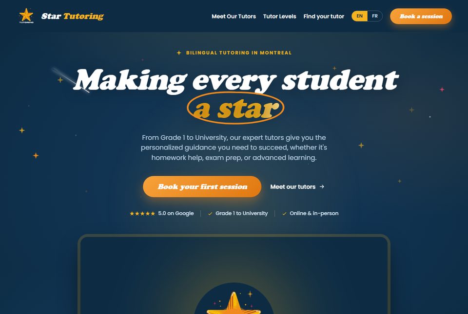 Le nouveau site de Star Tutoring, refait au complet